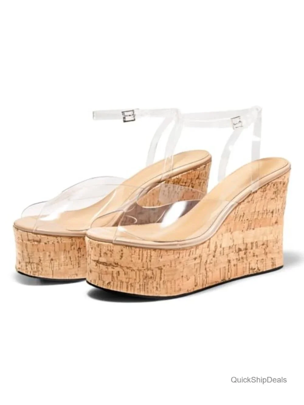 Women's Platform Wedge Peep Toe Sandals with Ankle Strap
